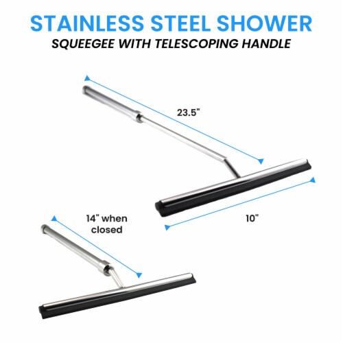 Grand Fusion Stainless Steel Shower Squeegee with Telescoping Handle Perspective: back