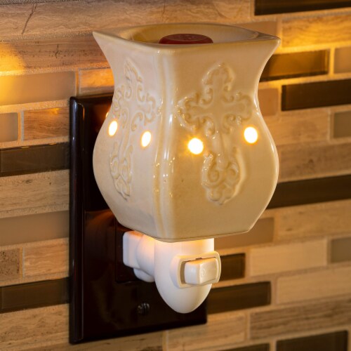 Dawhud Direct Iii Antique White Ceramic Accent Wall Plug-in Wax Warmer Perspective: back