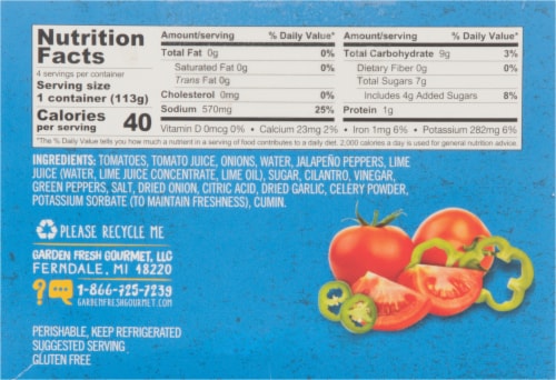Jack's Special Medium Salsa Snack Pack Perspective: back