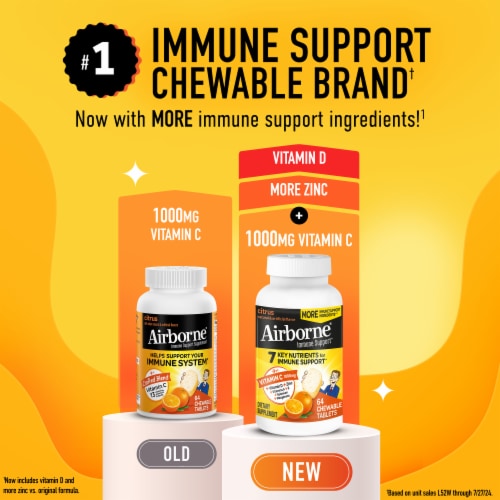 Airborne Vitamin C Citrus Chewable Tablets Perspective: back
