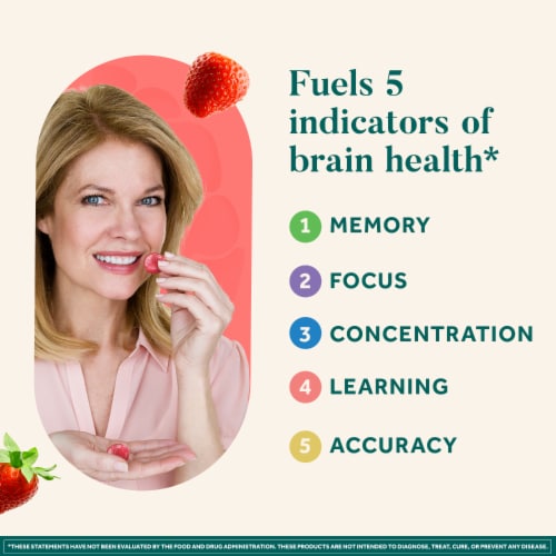 Neuriva Brain Performance Original Strawberry Gummies Perspective: back