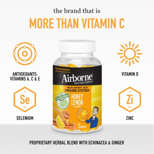 Airborne Immune Support Honey Lemon Gummies Perspective: back
