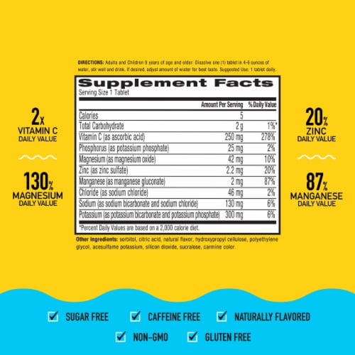 Airborne Vitamin C & Zinc Electrolyte Replenisher and Immune Support Perspective: back