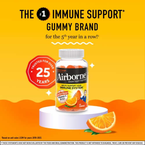Airborne Immune Support Vitamin C Zesty Orange Gummies Perspective: back