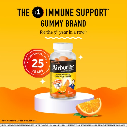 Airborne Immune Support Zesty Orange Gummies Perspective: back