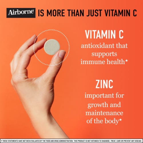 Airborne Orange Zinc + Vitamin C Immune Support Chewable Tablets Perspective: back