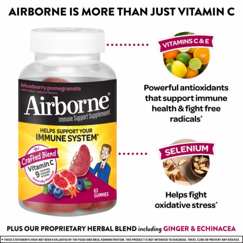 Airborne Immune Support Blueberry Pomegranate Gummies Perspective: back