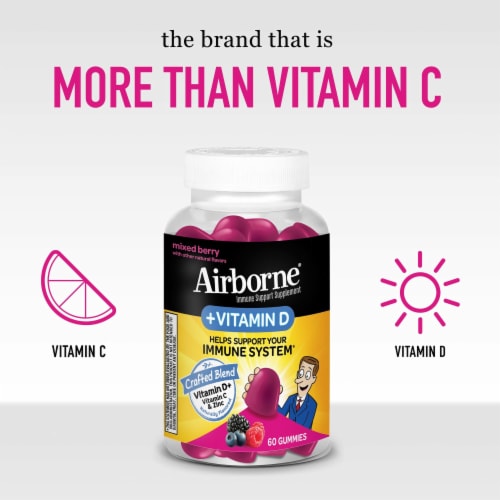 Airborne Immune Support + Vitamin D Mixed Berry Gummies Perspective: back