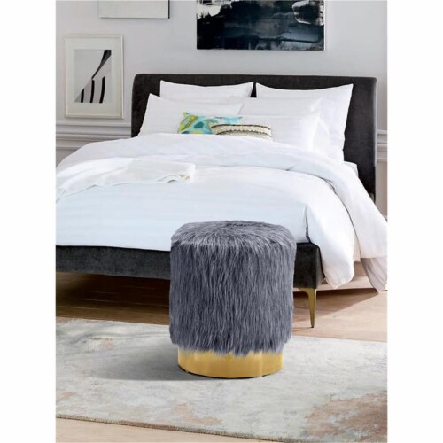 Meridian Furniture Joy Faux Fur Ottoman | Stool Meridian Furniture Joy Faux Fur Ottoman | Stool