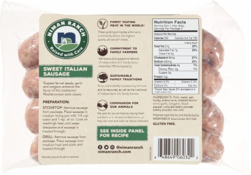 Niman Ranch Uncured Sweet Italian Sausage Perspective: back