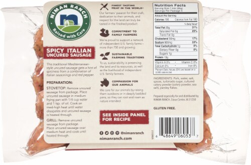 Niman Ranch Spicy Italian Uncured Sausage Perspective: back