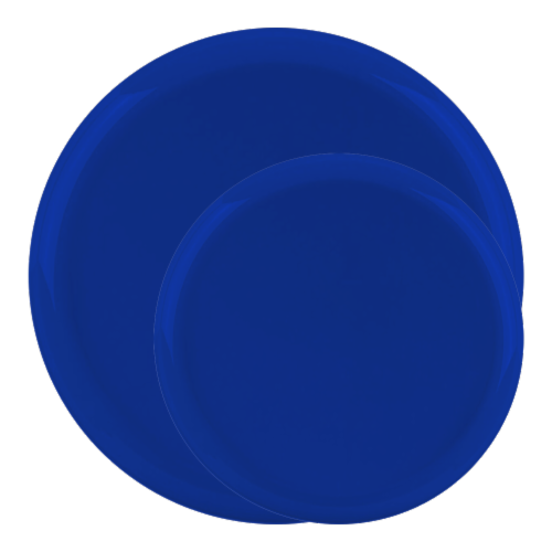 Light Blue Flat Round Disposable Plastic Dinnerware Value Set (120 Sets) Perspective: back