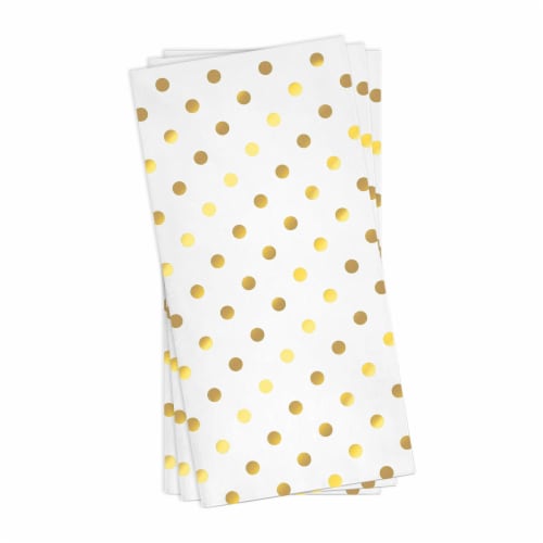 White with Gold Dots Paper Dinner Napkins (600 Napkins) Perspective: back