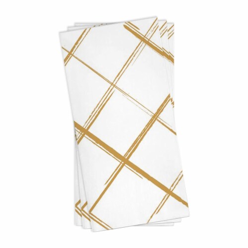 600 Napkins - White with Gold Diamond Paper Dinner Napkins Perspective: back