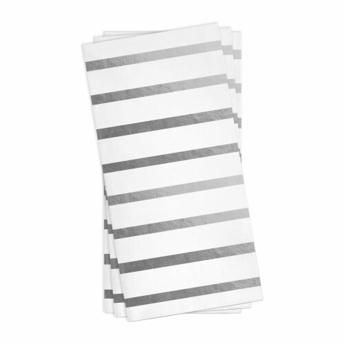 White with Silver Stripes Paper Dinner Napkins (600 Napkins) Perspective: back