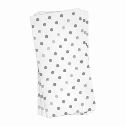 White with Silver Dots Paper Dinner Napkins (600 Napkins) Perspective: back