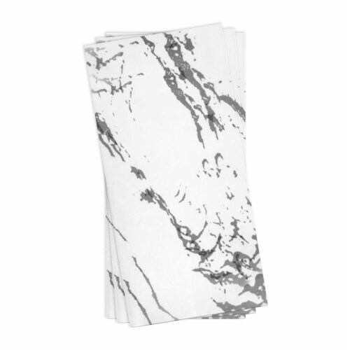 600 Napkins - White with Silver Marble Paper Dinner Napkins Perspective: back