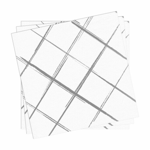 White with Silver Diamond Paper Beverage/Cocktail Napkins (600 Napkins) Perspective: back