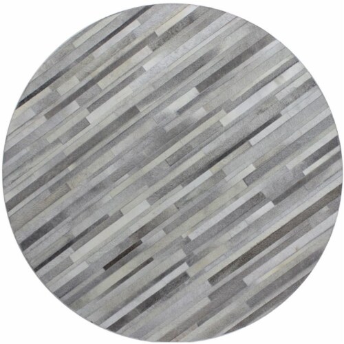 Bashian H112-GY-8 RND-RH16 Santa Fe Collection Striped Contemporary Leather Hand Stitched Rou Perspective: back