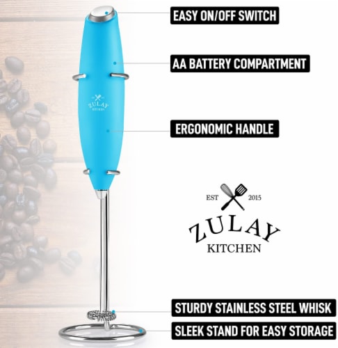 Zulay Kitchen Milk Frother with Stand - Teal Perspective: back