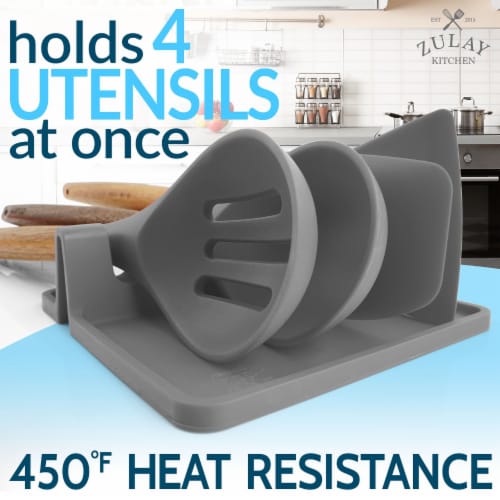 Zulay Kitchen Silicone Utensil Rest with Drip Pad - Dark Grey Perspective: back