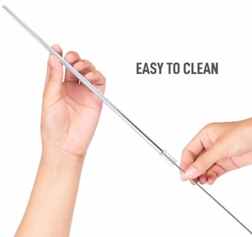 Zulay Kitchen Stainless Steel Straws Set of 2 Perspective: back