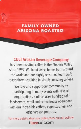 Cult Decaf Andes Mountain Medium Roast Organic Whole Bean Coffee Perspective: back