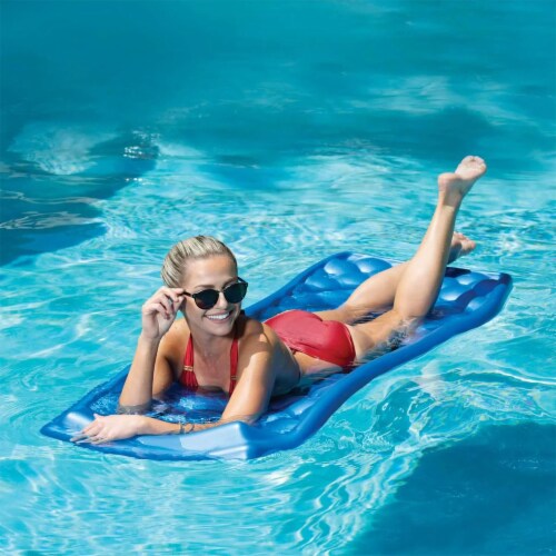 Deluxe inflatable pool lounge chair blue online