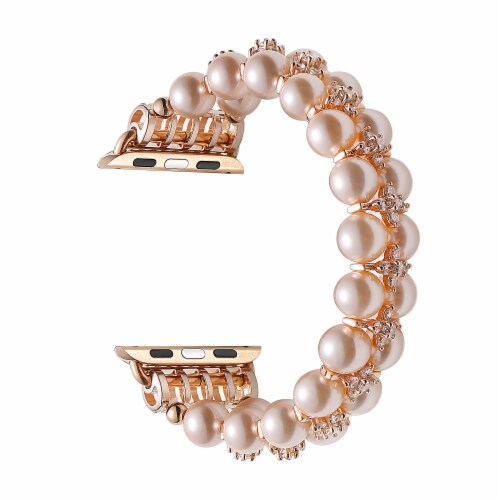 Aurora Rose Gold Faux Pearl Band for Apple Watch Series 1,2,3,4,5,6 & SE - Size 42mm/44mm Perspective: back