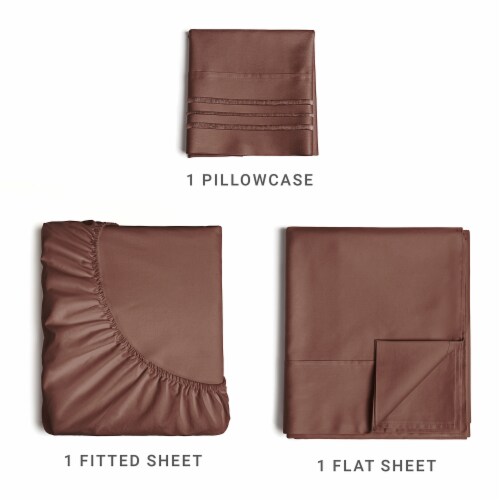 CGK Unlimited 3 Piece Microfiber Sheet Set - Twin - Brown Perspective: back