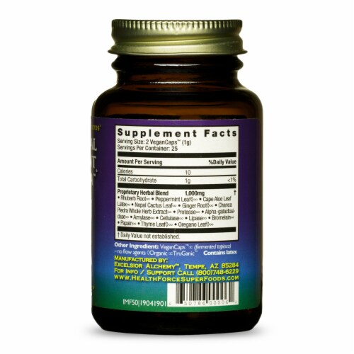 HealthForce SuperFoods Intestinal Movement Formula VeganCaps Perspective: back