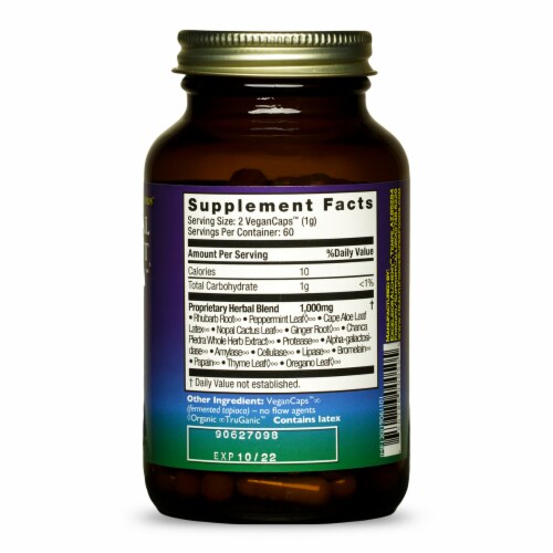 HealthForce Superfoods® Intestinal Movement Formula™ Vegan Capsules Perspective: back
