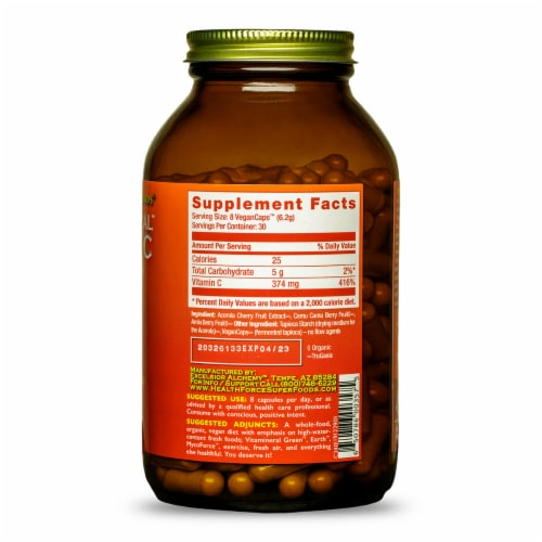 HealthForce SuperFoods Truly Natural Vitamin C VeganCaps Perspective: back