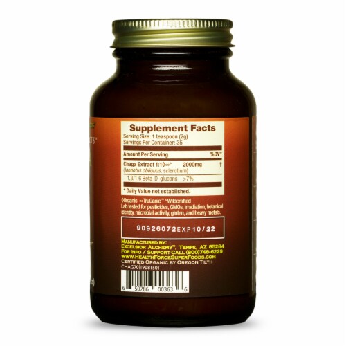 HealthForce SuperFoods Integrity Extracts Chaga Powder Perspective: back