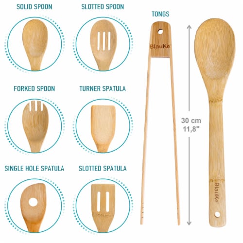 5 Piece Bamboo Kitchen/Cooking Utensils Set, Eco-Friendly Product,  Plastic-Free