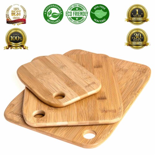 Wooden Cutting Boards for Kitchen - Bamboo Chopping Board Set of 3 Perspective: back