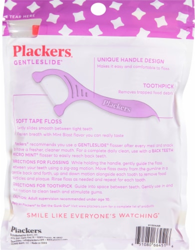 Plackers Mint Gentleslide for Tight Teeth Dental Flossers Perspective: back