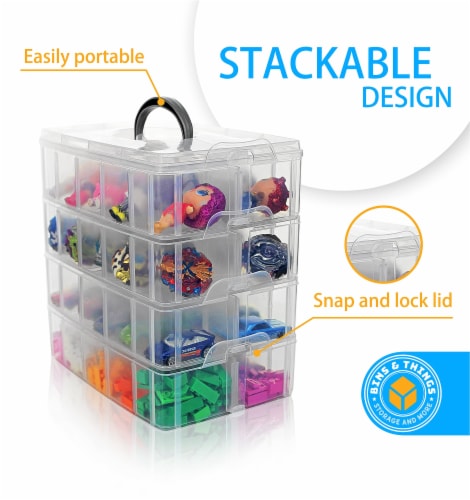 Bins & Things Storage Container with Organizers - 4 Compartments Blue