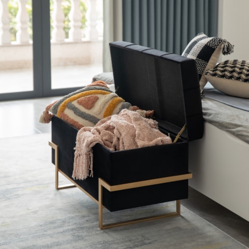 Rectangle Velvet Storage Ottoman Stool Box with Abstract Rectangle Velvet Storage Ottoman Stool Box with Abstract