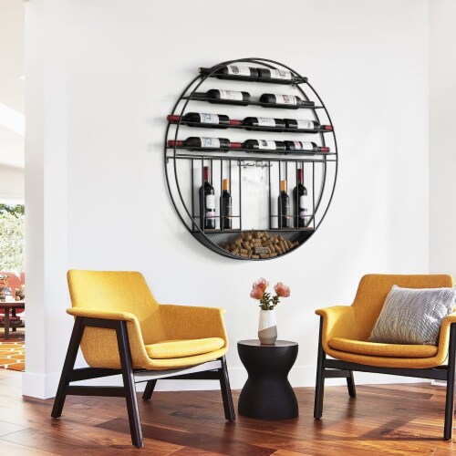 Round wall mounted wine rack outlet
