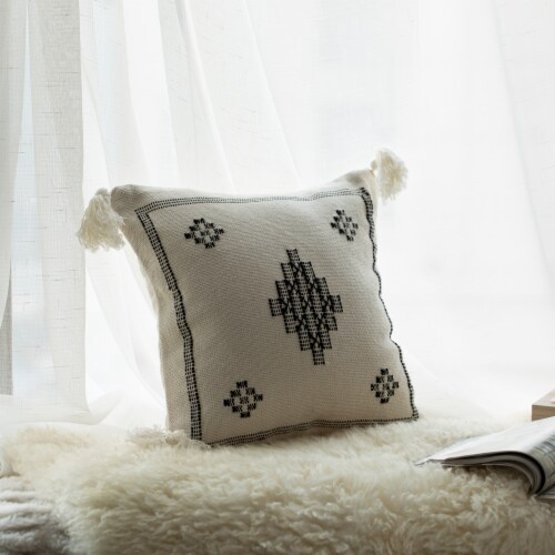 Black and white tribal pillow best sale