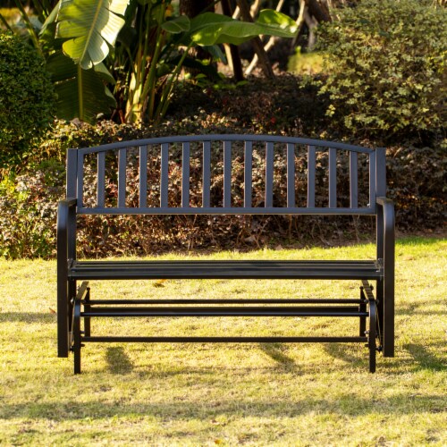Gardenised Outdoor Black Steel Swing Powder Coated Glider Bench One Size Fred Meyer