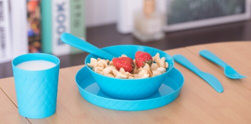 Basicwise QI003487 Kids Plastic Dinnerware Set, Multi Color - 24 Piece Perspective: back