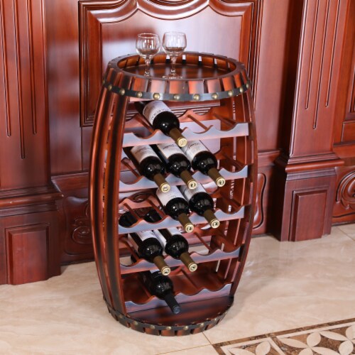 Wooden barrel wine rack deals