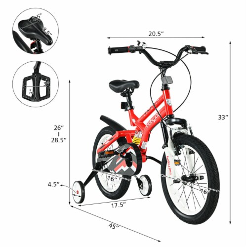 Gymax 16'' Kids Bike Toddlers Adjustable Freestyle Bicycle w/ Training Wheels Perspective: back