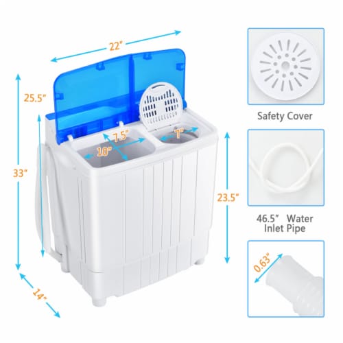 26lbs Compact Twin Tub Portable Washing Machine, Mini Washer with Spin  Dryer