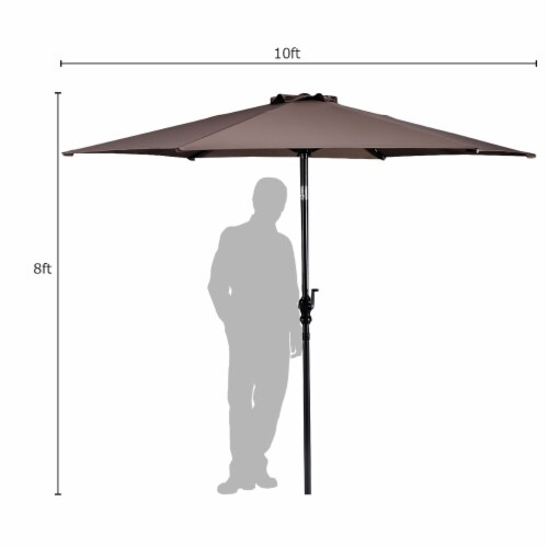 Costway 10FT Patio Umbrella 6 Ribs Market Steel Tilt W/ Crank Outdoor Garden Tan Perspective: back