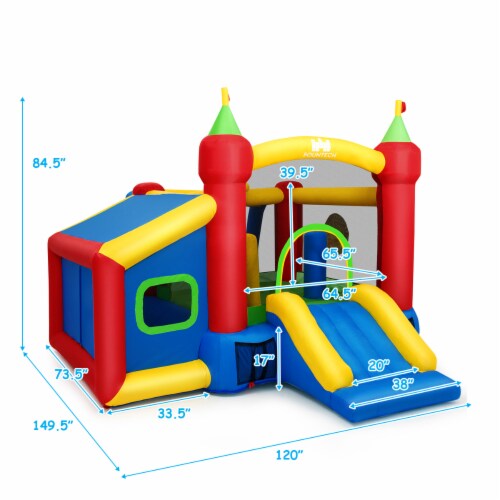Costway 6-in-1 Inflatable Bounce House Bouncy Castle Blow up Toddler Bouncy House for Kids I Perspective: back