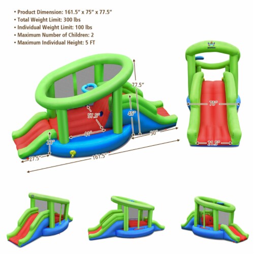Inflatable Snail Bounce House Dual Slide Basketball Game Without Blower Perspective: back