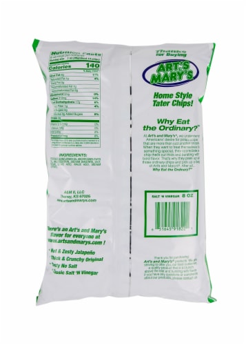 Art's & Mary's Classic Salt N Vinegar Potato Chips Perspective: back